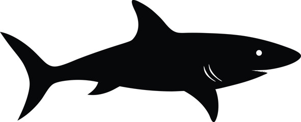 Obraz premium shark black silhouette isolated vector art Illustration with white background