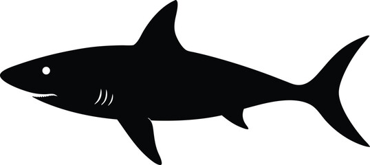 Obraz premium shark black silhouette isolated vector art Illustration with white background