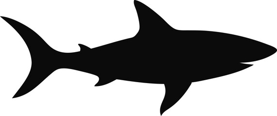 shark black silhouette isolated vector art Illustration with white background
