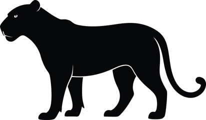 tiger black silhouette isolated vector art Illustration with white background