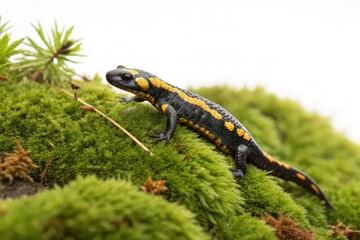 Obraz premium Salamander in green moss nature scene close-up tranquil environment wildlife