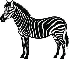 Obraz premium zebra black silhouette isolated vector art Illustration with white background