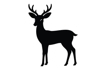 Obraz premium deer black Silhouette isolated vector art Illustration with white background