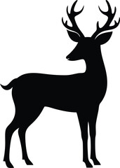 deer black Silhouette isolated vector art Illustration with white background