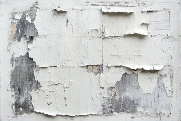 Obraz premium Peeling paint on a white wall, revealing layers of past colors.