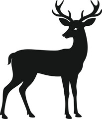Obraz premium deer black Silhouette isolated vector art Illustration with white background