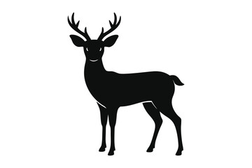 Obraz premium deer black Silhouette isolated vector art Illustration with white background