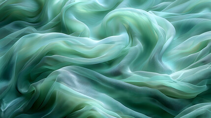 Obraz premium Abstract Green Fabric Background - Soft, Flowing, and Textured