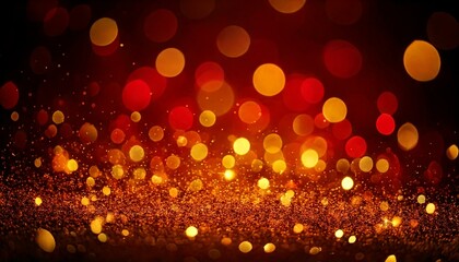 赤色と金色の粒子が輝く幻想的なボケ効果 壁紙 暖かい 金箔 夢 パーティー