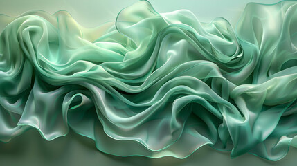 Obraz premium Abstract Green Fabric Waves Illustration