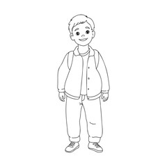 boy coloring book for children vector sketch illustration vector stroke outline graphic