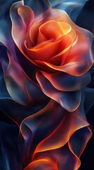 Obraz premium A vibrant, abstract depiction of a rose with flowing petals.