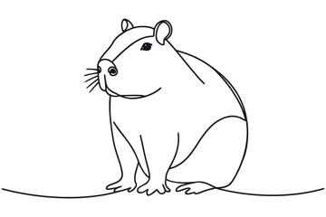 Capybara Vector illustration, continuous one line drawing, isolated on white background. Simple design element for decoration.