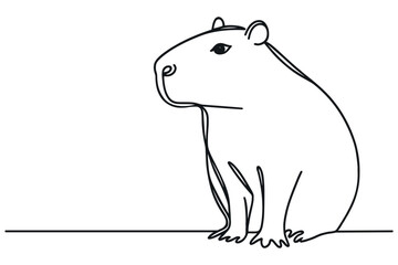 Capybara Vector illustration, continuous one line drawing, isolated on white background. Simple design element for decoration.
