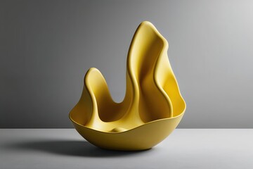 Yellow Organic Sculpture with Landform Shape Background for Contemporary Display and Three Dimensional Presentation Model