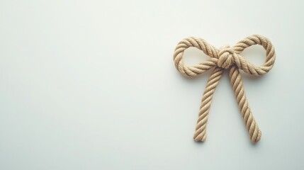 a single knot tied like a bow with rope on a plain white background