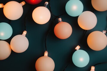 Pastel-colored string lights creating a festive atmosphere