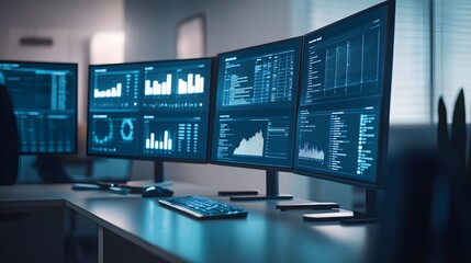 Naklejka premium Financial Data Analysis Monitors