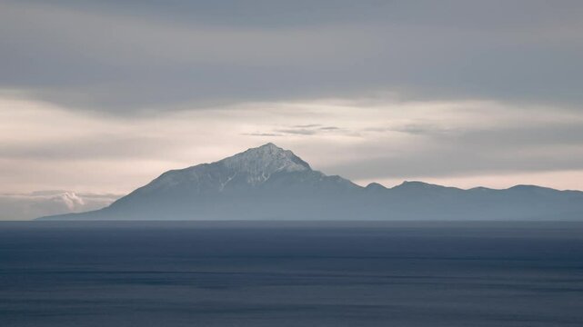 Mount Athos, Agion Oros Landscape Panorama Animation, Chalkidiki Greece