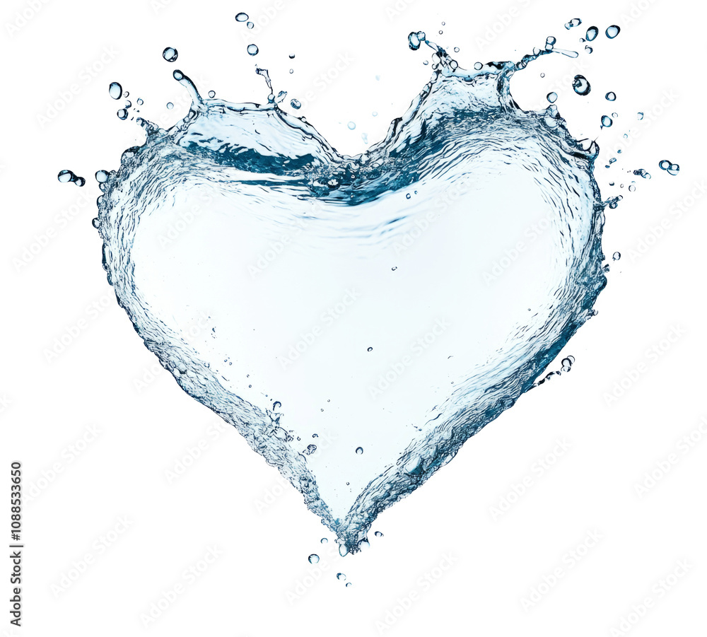 Aufkleber High-Quality PNG of Splashes of water in the shape of a heart Isolated on White Background – High Resolution