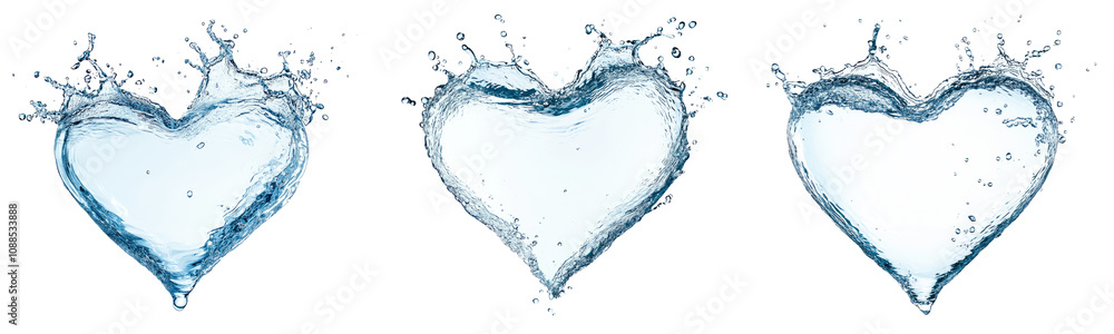 Aufkleber High-Quality PNG of Splashes of water in the shape of a heart Isolated on White Background – High Resolution
