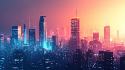 Obraz premium futuristic cityscape with innovative architecture, skyscrapers and advanced building designs