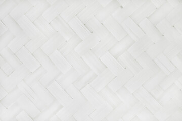 Old white bamboo weave texture background, pattern of woven rattan mat in vintage style.