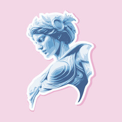 vintage female sticker in vaporwave style