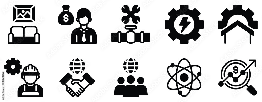 Poster education topic icon set comprehensive solid style collection for learning and knowledge