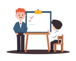 Fototapeta premium Plan a reflective teaching practice exercise, where teachers assess and adapt their methods based on student feedback and outcomes.