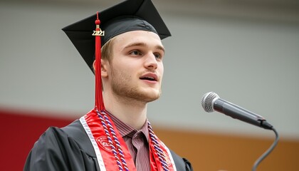 Outline a graduation speech template that provides guidance on writing a heartfelt, inspiring message to fellow graduates and attendees.