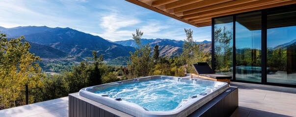 Revitalizing outdoor spa retreat featuring a hot tub for ultimate relaxation and rejuvenation.