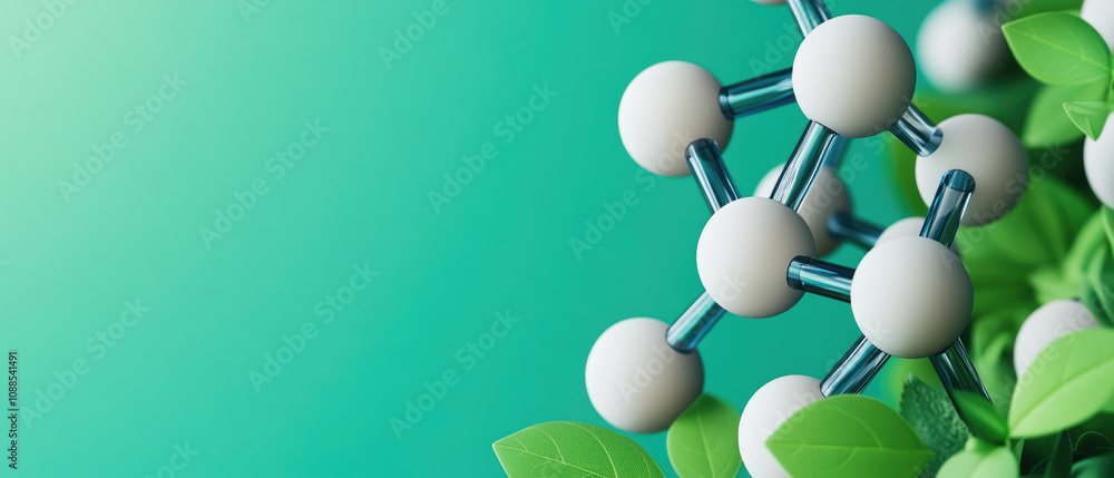 Poster molecular structures representing innovation nature science concept laboratory setting close-up view