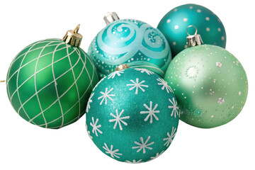 Festive green ornaments holiday decor close-up vibrant christmas