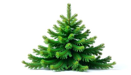An evergreen Christmas tree isolated on a white background