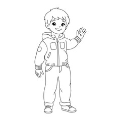 boy coloring book for children vector sketch illustration vector stroke outline graphic