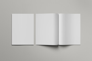 Realistic Magazine Mockups on white 3D rendering
