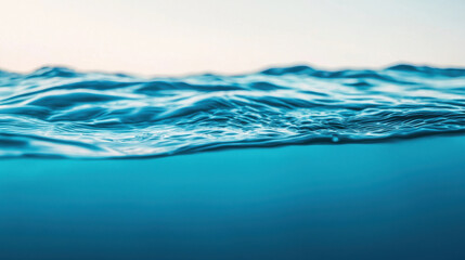 Calm ocean waves create serene atmosphere, reflecting light beautifully