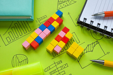 Colored blocks forming a marketing funnel.