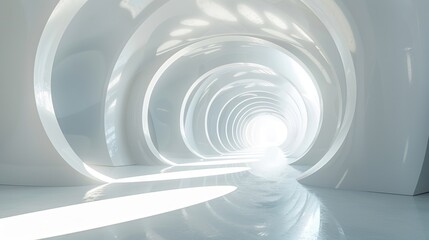 Obraz premium Abstract 3D Space: Minimalist Light Tunnel Design, perfect for technological and futuristic backgrounds, websites, presentations, and digital art projects.