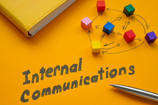 Internal communications cubes and arrows. Collaboration and workflow.