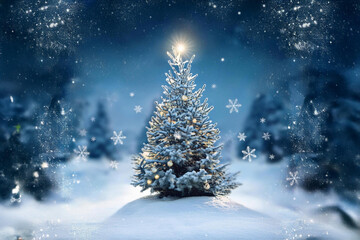 christmas tree with snow