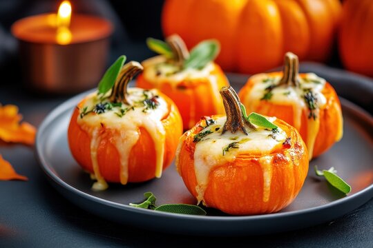 Thanksgiving Bites: Mini Roasted Pumpkins Stuffed with Seasonal Delights for a Festive Feast