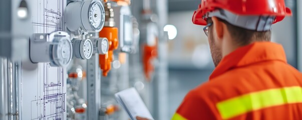 Safety Engineer Analyzing Fire Alarm System Components During Planning and Development in an Industrial Setting for Enhanced Security and Operational Efficiency