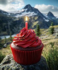 Birthday Cupcake in the Mountains