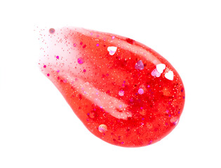 Fototapeta premium swatch gel texture of cosmetic products with glitter on a white background