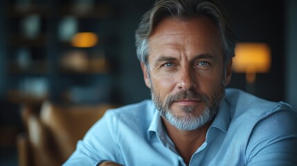 Mature businessman in office setting, reflecting on successful career achievements, and planning for future goals