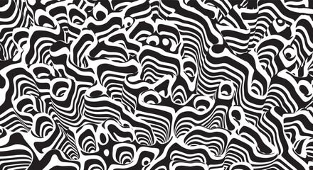 Trippy organic shape Waves Ripple Pattern black and white retro wave pattern reminding optical illusions