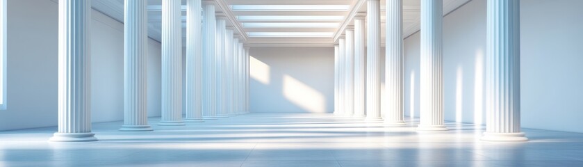 Obraz premium Sleek Greek Columns Bathed in Soft Light: A Minimalist Art Perspective