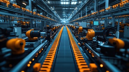 Modern smart industry with advanced robotics, real-time data, and automation systems